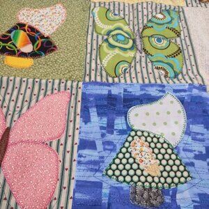 Vintage Handmade Quilted Purple Baby Crib Blanket Butterfly Sunbonnet Sue 26x35